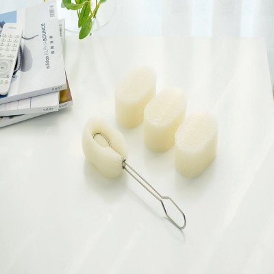 Imitation Loofah Stainless Steel Handle Baby Bottle Brush Strong Decontamination Sponge Cup Brush